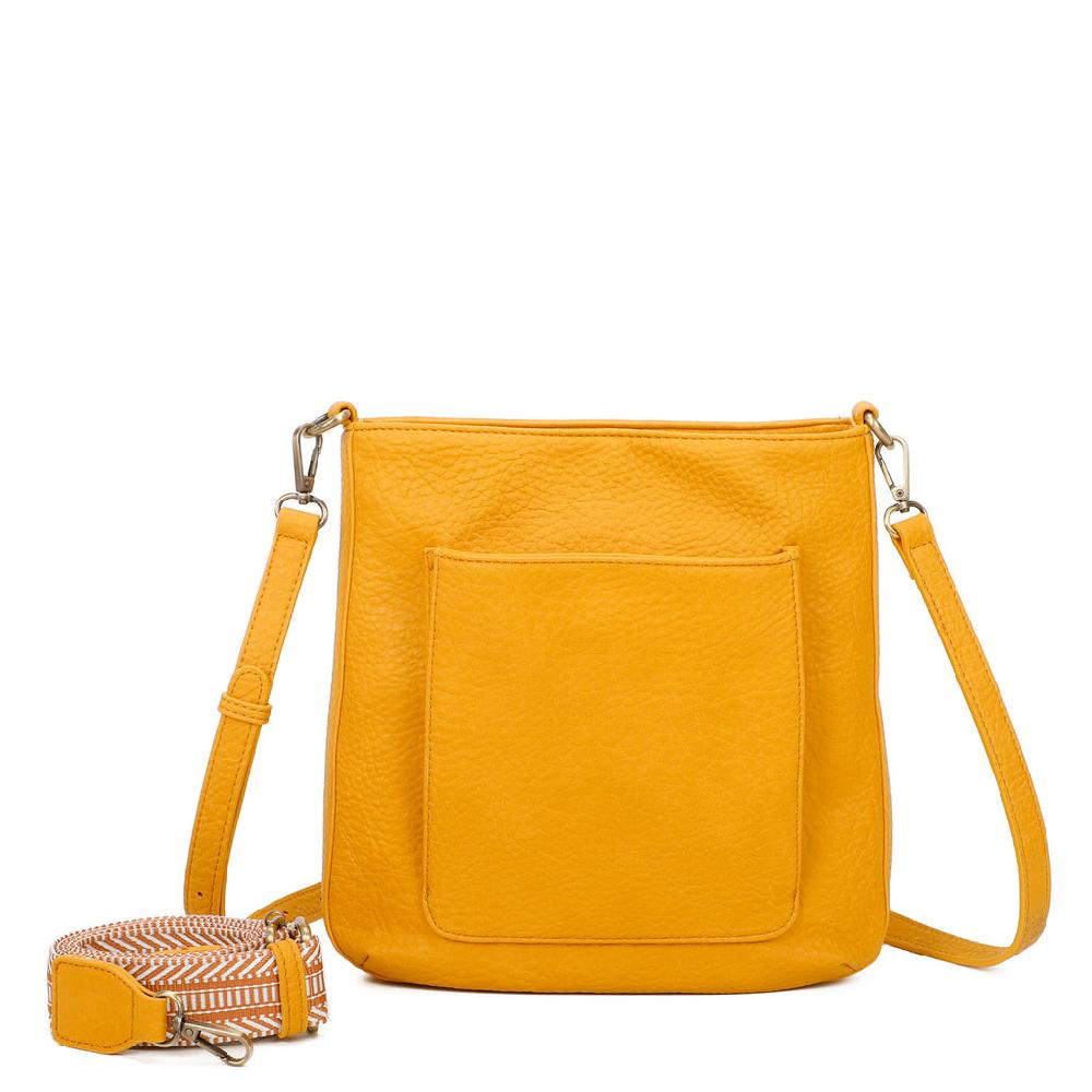 ampere creations Zara Vegan Leather Multi Interchangeable Strap Crossbody - Mustard