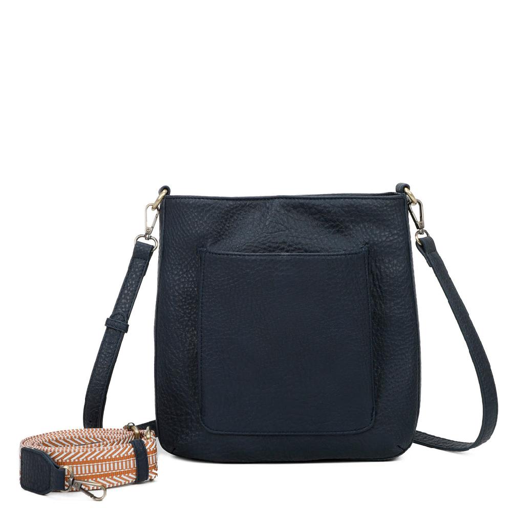 ampere creations Zara Vegan Leather Multi Interchangeable Strap Crossbody - Navy Blue