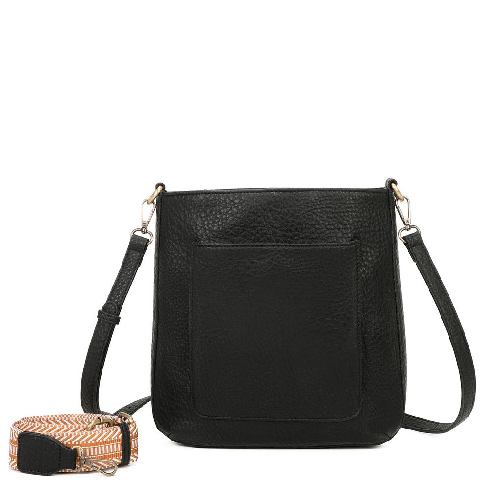 ampere creations Zara Vegan Leather Multi Interchangeable Strap Crossbody - Black