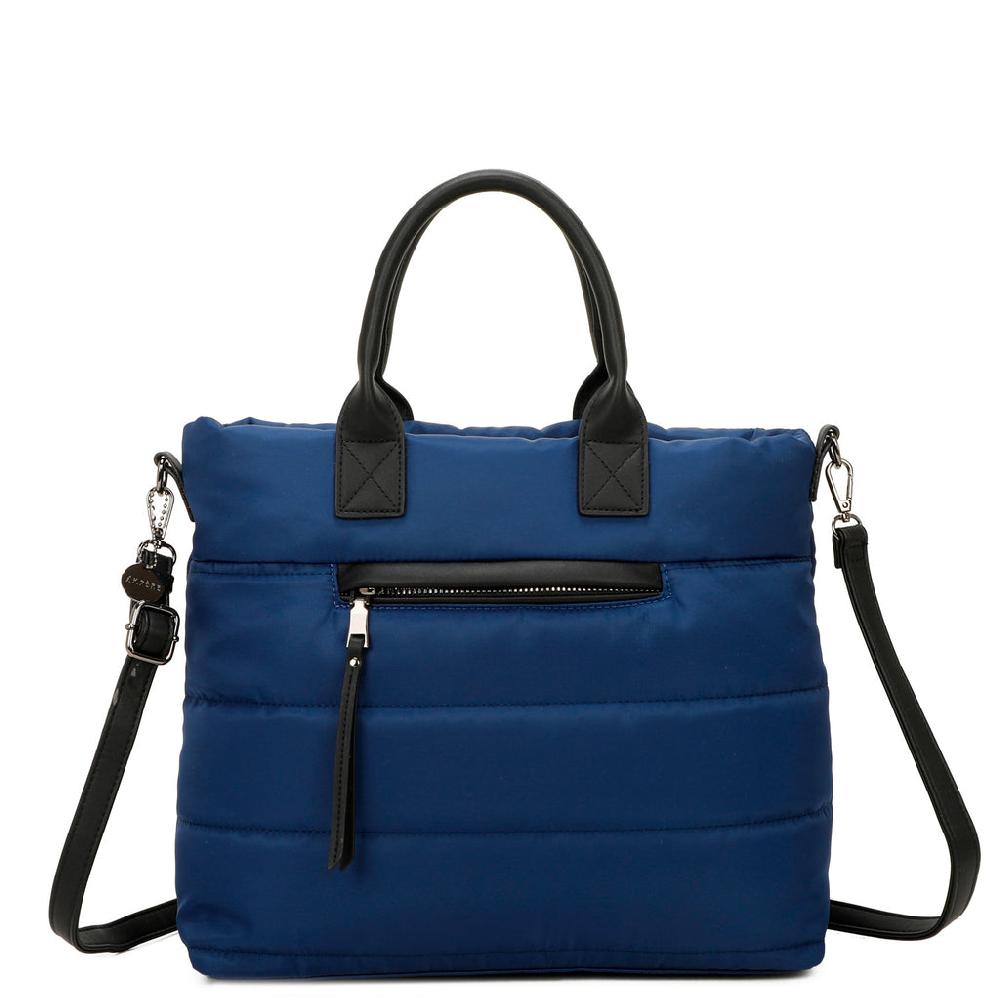 ampere creations Zuma Sustainable Vegan Leather Puffer Tote Convertible Bag - Blue