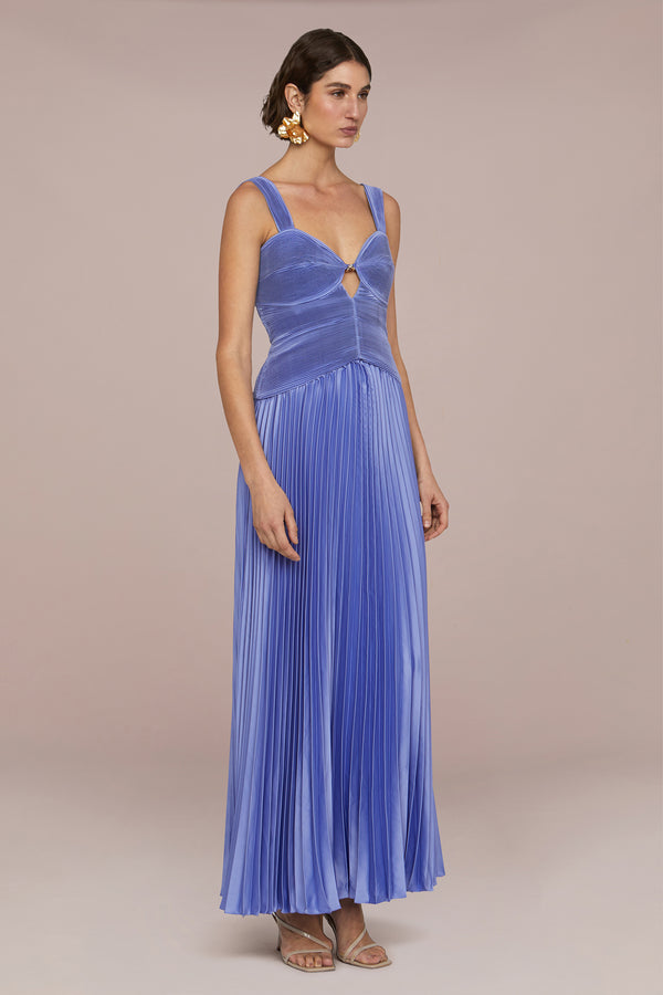 Amur Alaia Pleated Gown Sail Blue