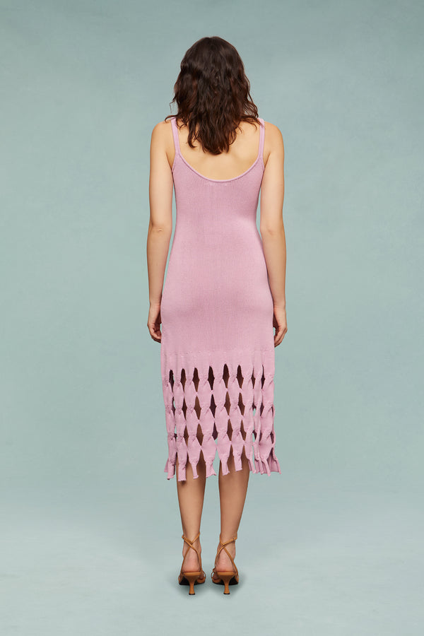 Amur Alex Cable Midi Knit Dress Water Hyacinth