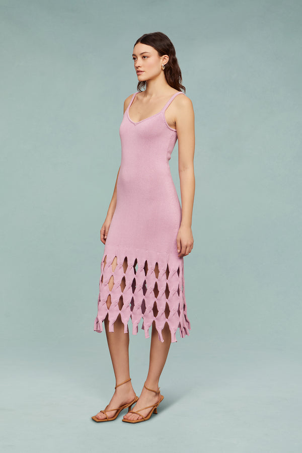 Amur Alex Cable Midi Knit Dress Water Hyacinth
