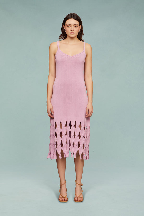 amur Alex Cable Midi Knit Dress Water Hyacinth