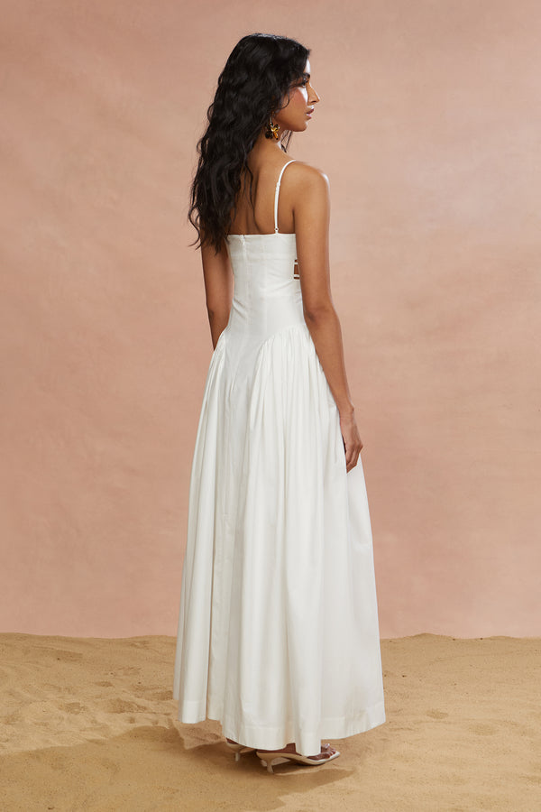 Amur Aliza Midi Poplin Dress Ivory