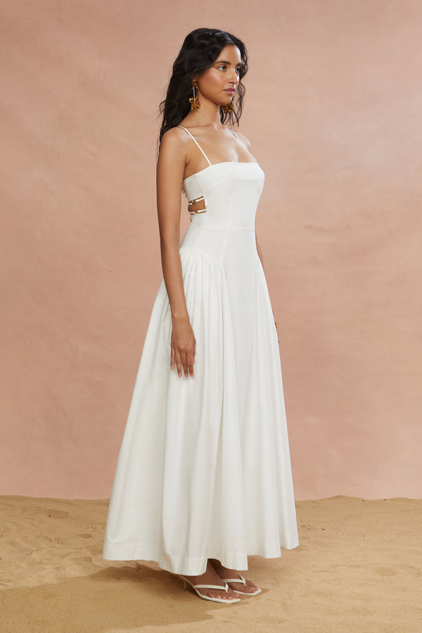 Amur Aliza Midi Poplin Dress Ivory