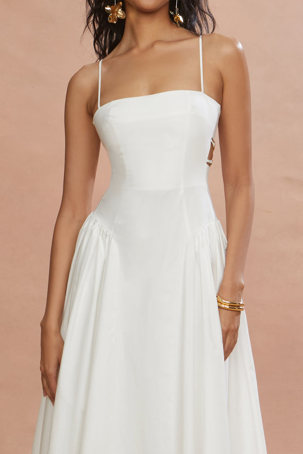 Amur Aliza Midi Poplin Dress Ivory