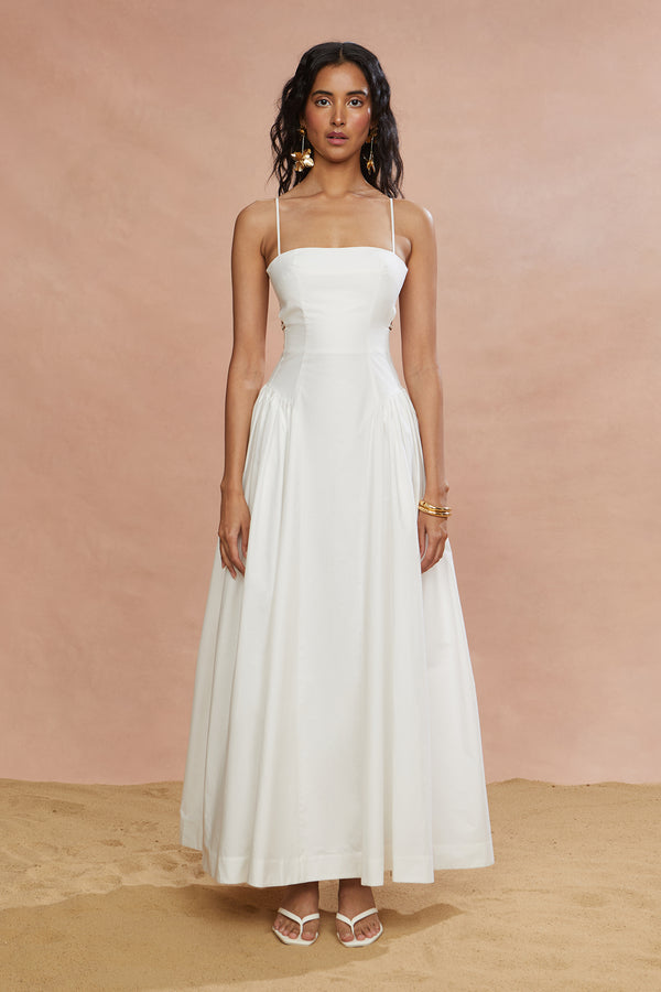 amur Aliza Midi Poplin Dress Ivory