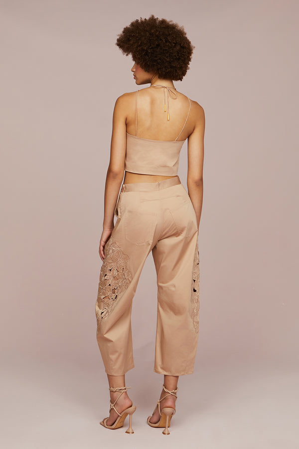 Amur Bliss Laser Cut Floral Top Warm Sand