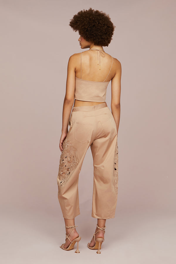 Amur Blissett Laser Cut Floral Pant Warm Sand