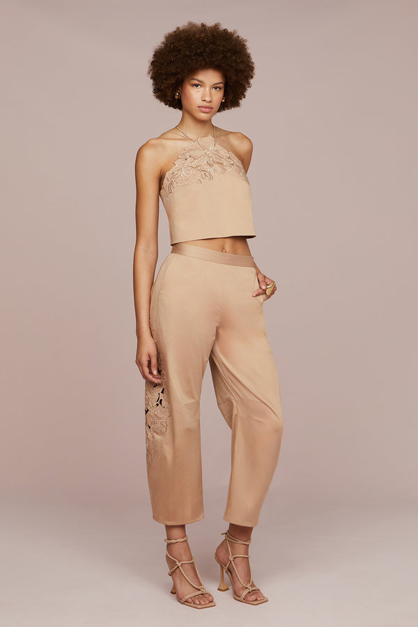 Amur Blissett Laser Cut Floral Pant Warm Sand