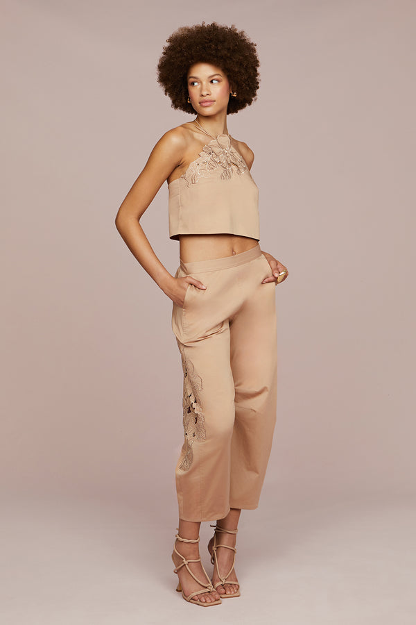 Amur Blissett Laser Cut Floral Pant Warm Sand