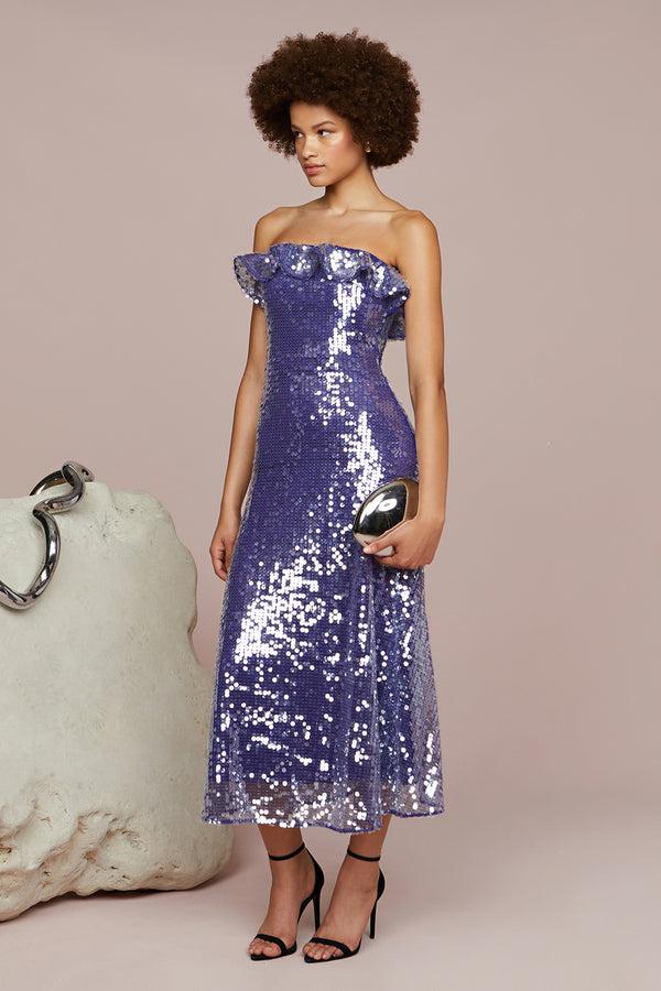 amur Braeylnn Mesh Sequin Midi Neptune