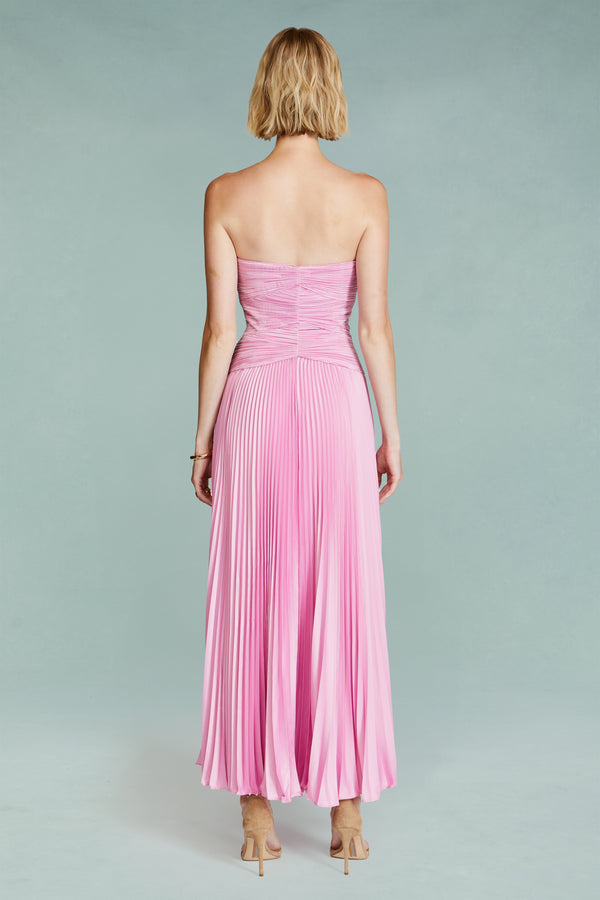 Amur Carolynn Pleated Midi Dress Pink Opal