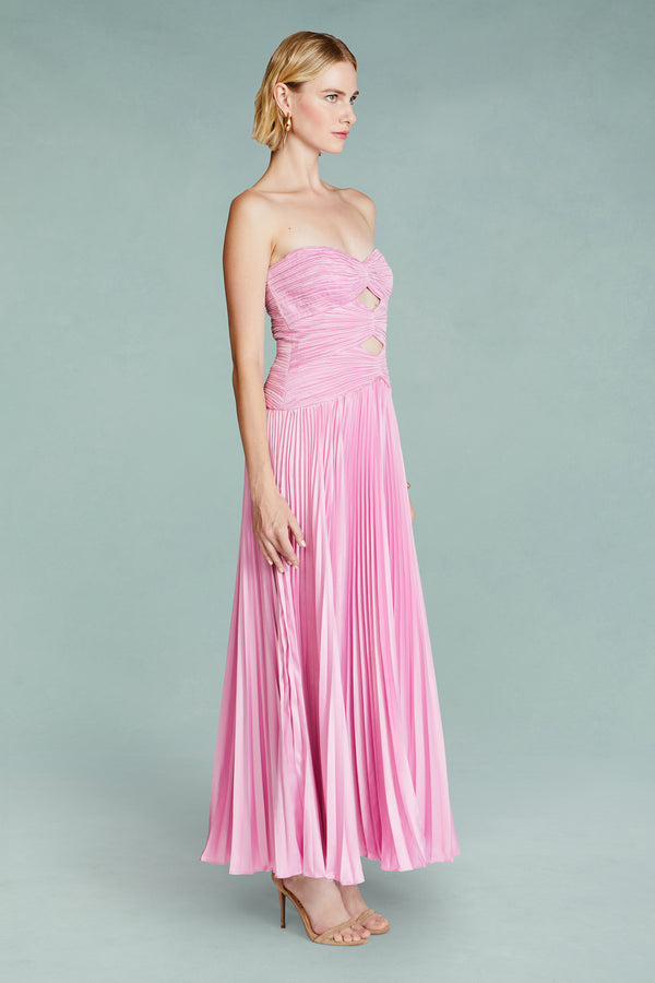 Amur Carolynn Pleated Midi Dress Pink Opal