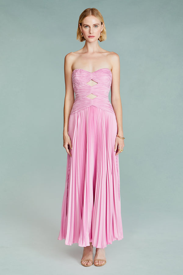 amur Carolynn Pleated Midi Dress Pink Opal