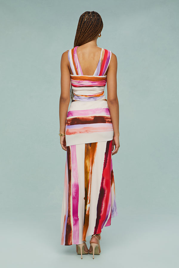 Amur Casi Printed Jersey Midi Dress Geode Stripe