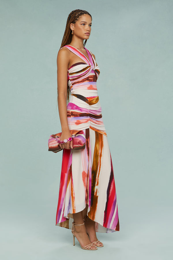 Amur Casi Printed Jersey Midi Dress Geode Stripe