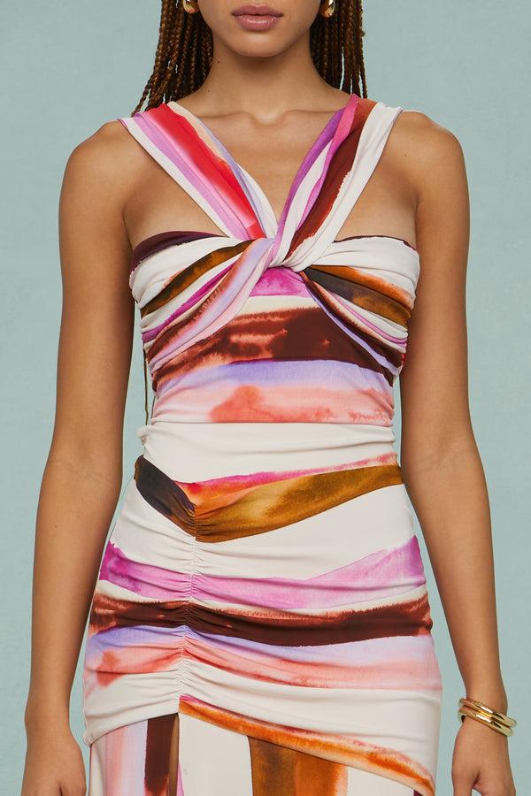 Amur Casi Printed Jersey Midi Dress Geode Stripe