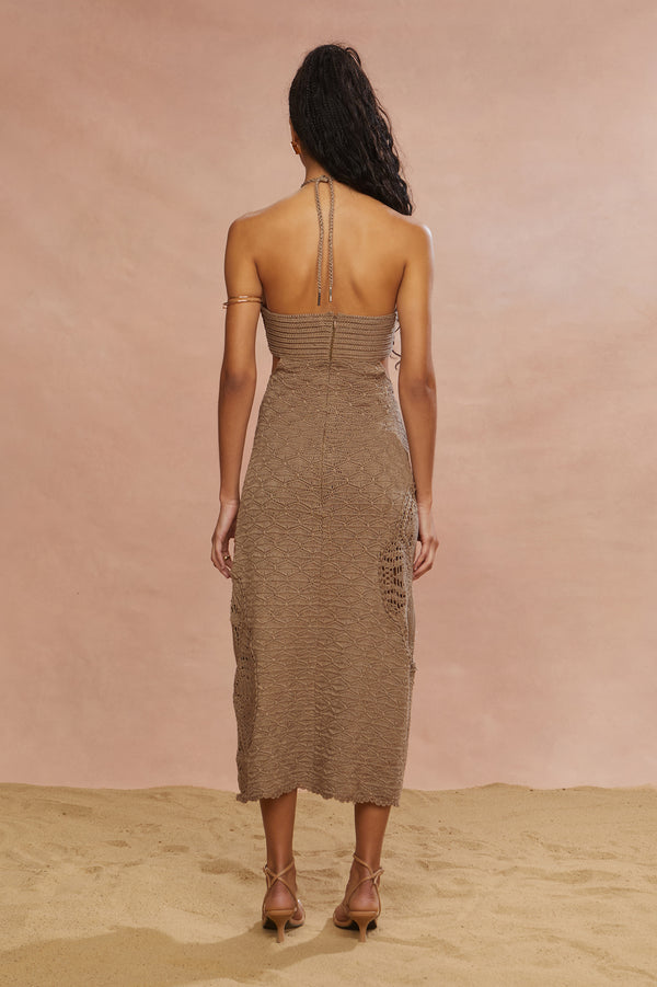 Amur Clara Midi Knit Dress Sand Dune