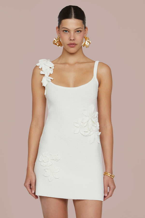 Amur Deedra Floral Knit Mini Off-White