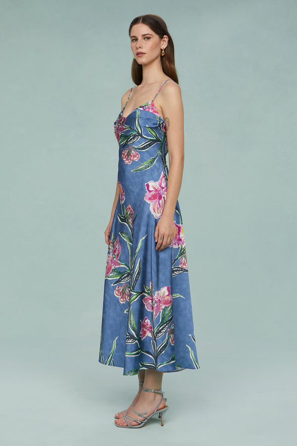 Amur Delilah Midi Dress With Chain Water Lily