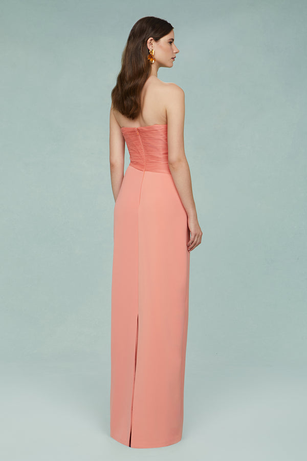 Amur Diana Cutout Bow Combo Gown Peach Sky