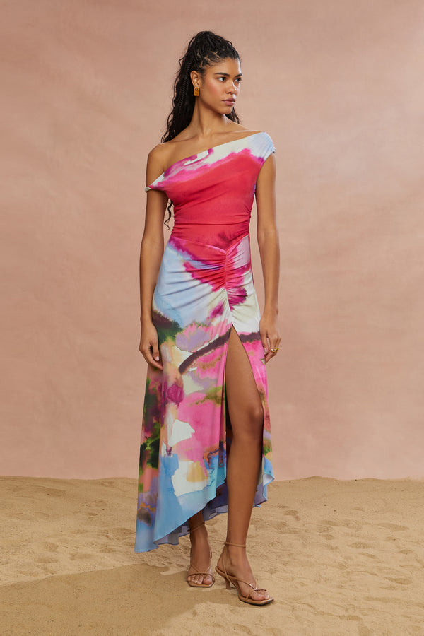 Amur Ella Printed Jersey Dress Sahara Sky
