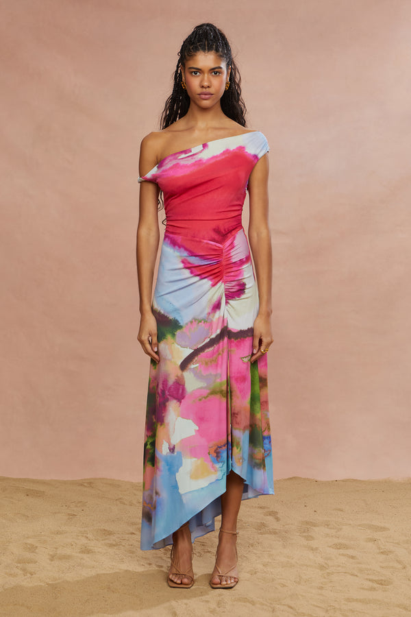 amur Ella Printed Jersey Dress Sahara Sky