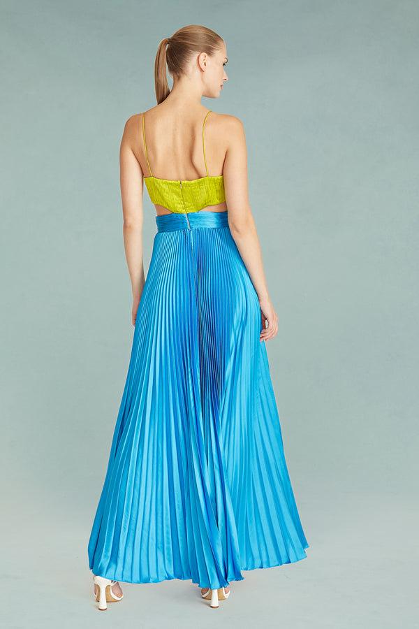 Amur Elodie Gown Citrine Green And Aquarius Blue