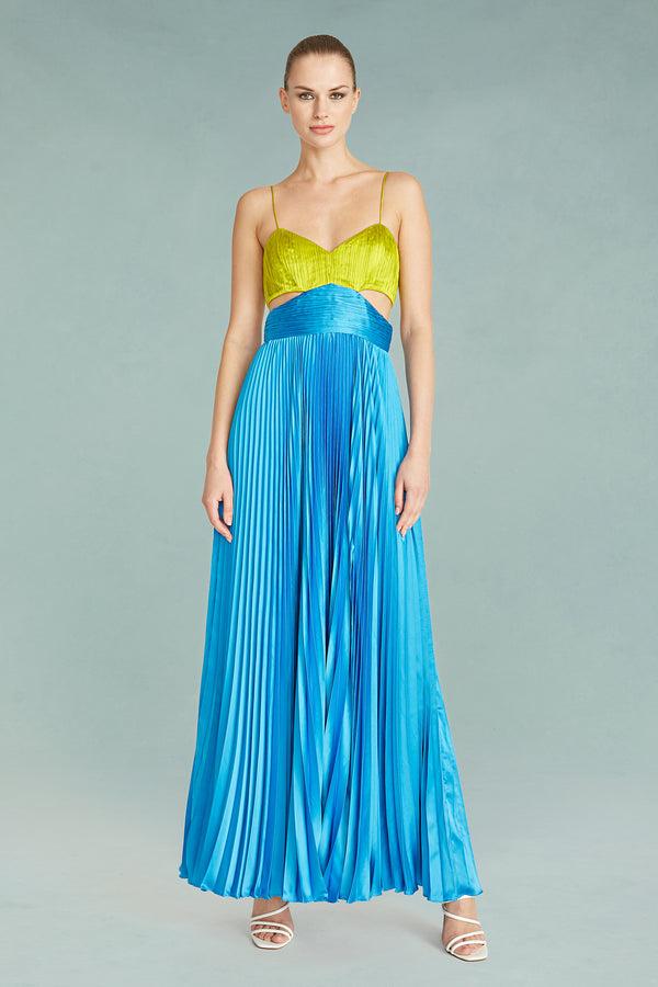 amur Elodie Gown Citrine Green and Aquarius Blue