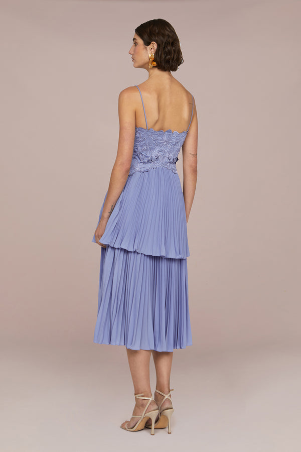 Amur Esmae Laser Cut Floral Dress Sail Blue