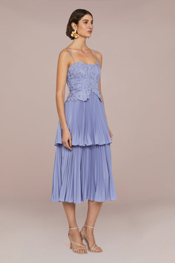 Amur Esmae Laser Cut Floral Dress Sail Blue