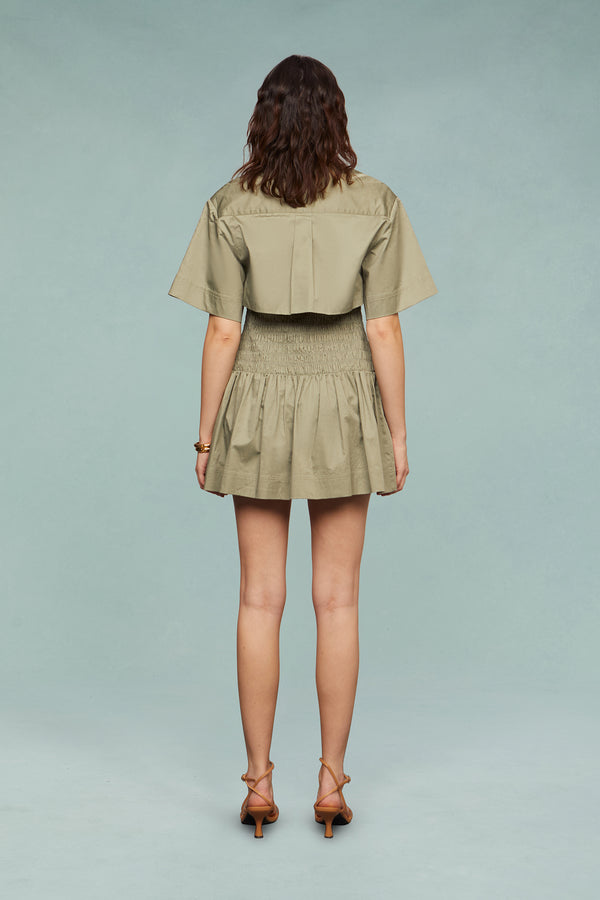 Amur Genny Smocked Mini Dress Tree Moss