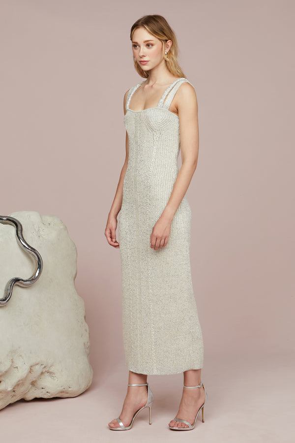 Amur Indiyah Metallic Knit Midi Stellar