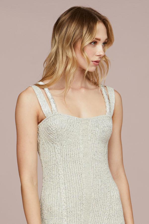 Amur Indiyah Metallic Knit Midi Stellar