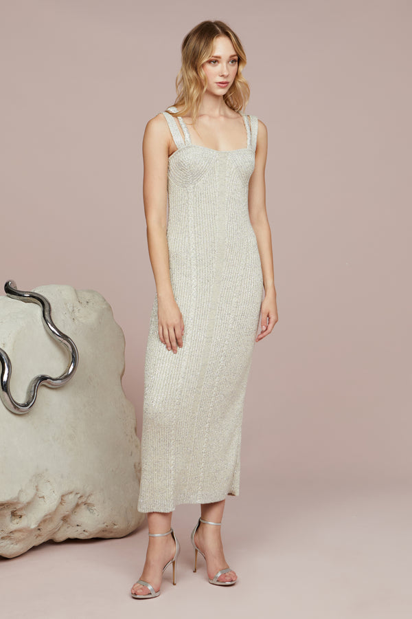 amur Indiyah Metallic Knit Midi Stellar