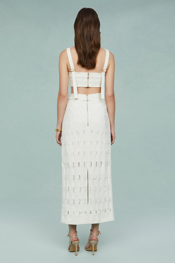 Amur Jay Textured Twill Midi Skirt SEA SALT