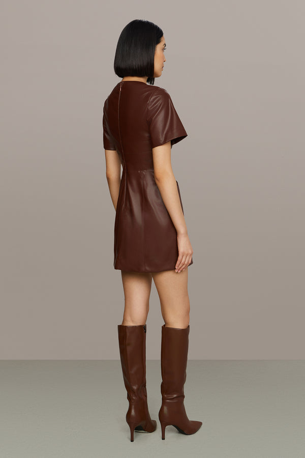 Amur Joey Leather Mini Dress Smoky Quartz