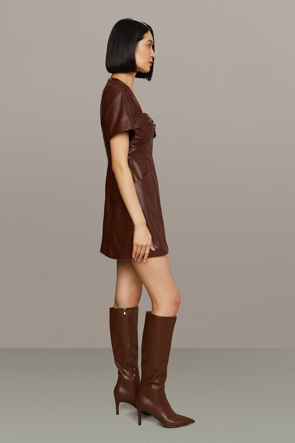 Amur Joey Leather Mini Dress Smoky Quartz