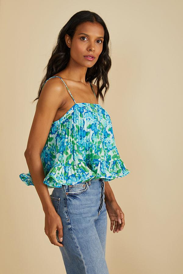 Amur Kersten Pleated Top Garden Blues