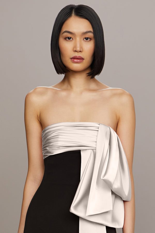 Amur Melodie Bow Gown Black And Ivory