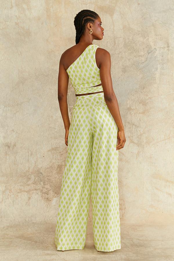 Amur Meri Wide Leg Pants Ivory Jacquard