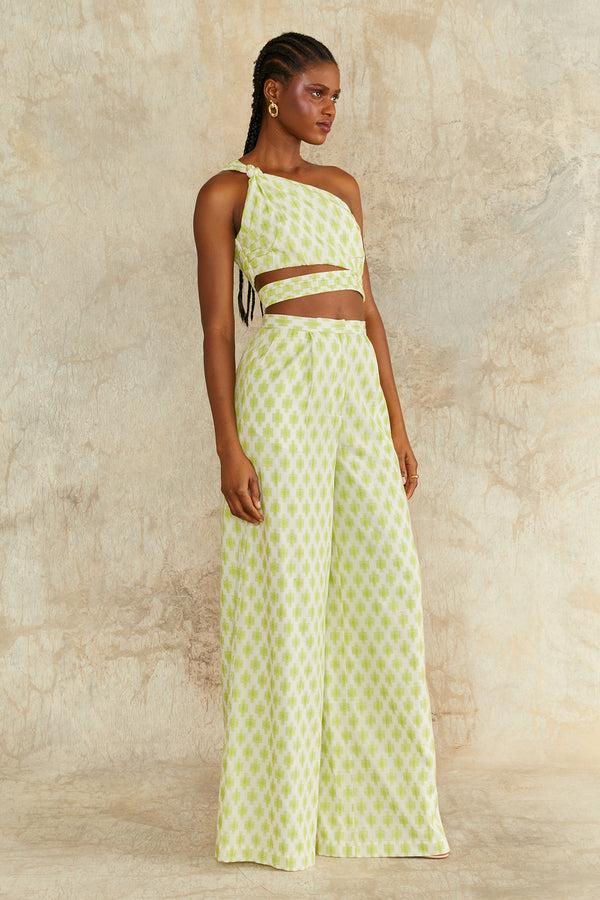 Amur Meri Wide Leg Pants Ivory Jacquard