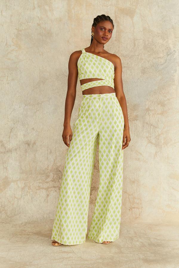 Amur Meri Wide Leg Pants Ivory Jacquard