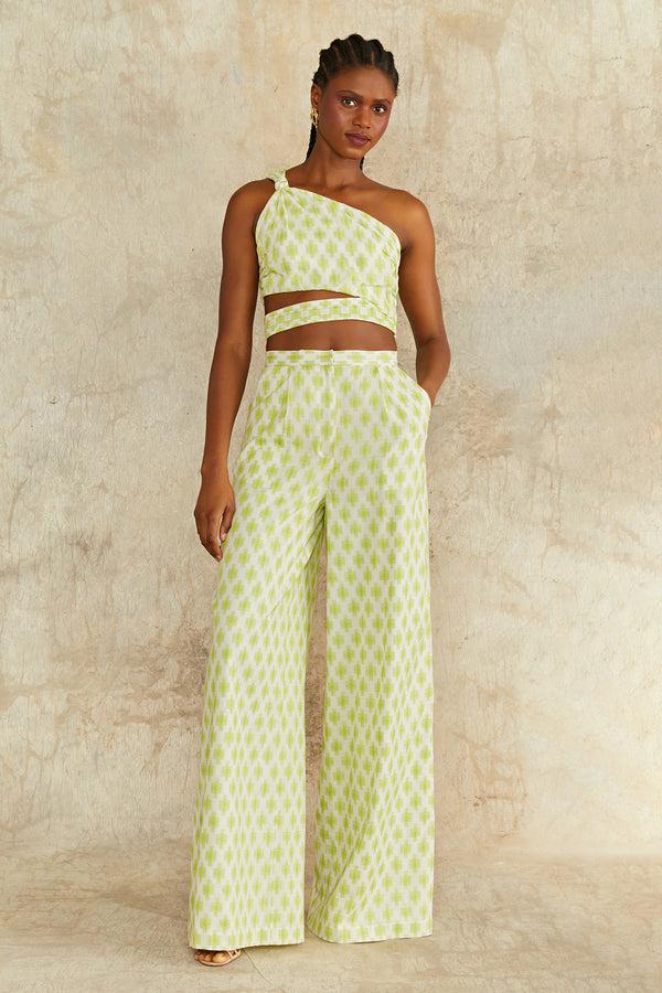 amur Meri Wide Leg Pants Ivory Jacquard