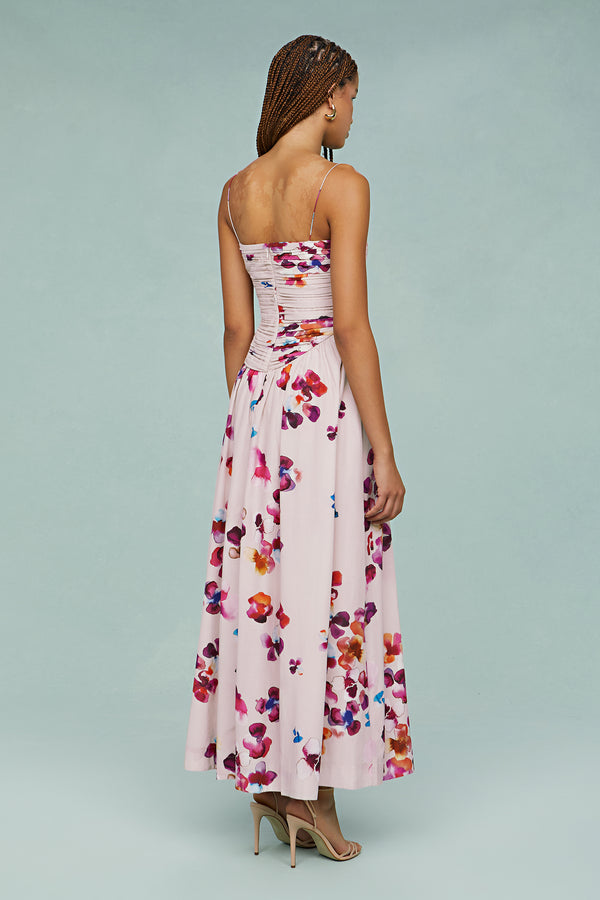 Amur Michele Midi Dress Cream Mosaic Poppies