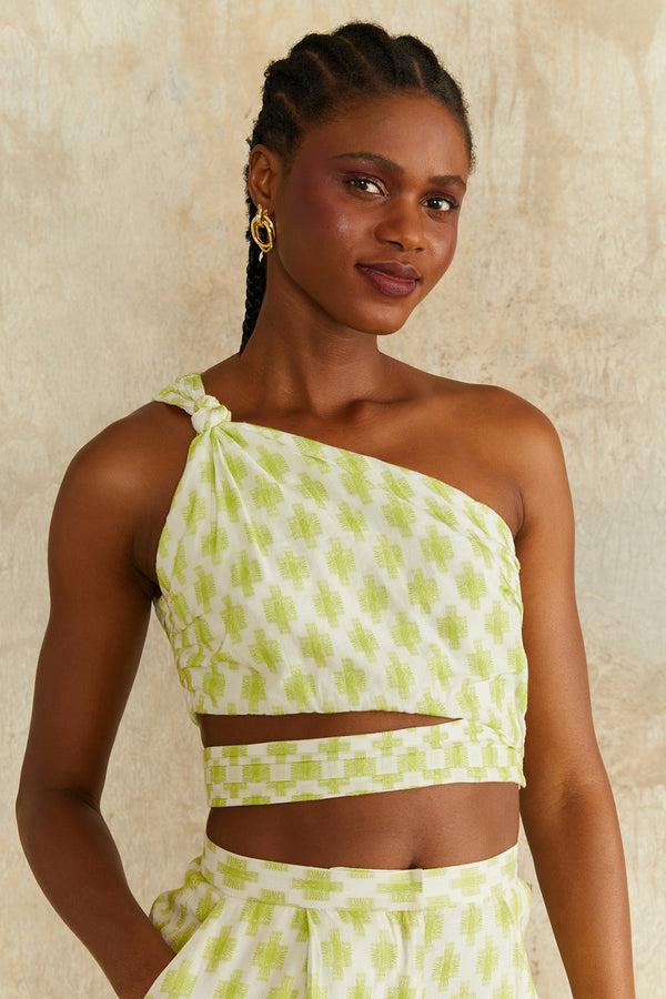 Amur Oak Crop Top Ivory Jacquard