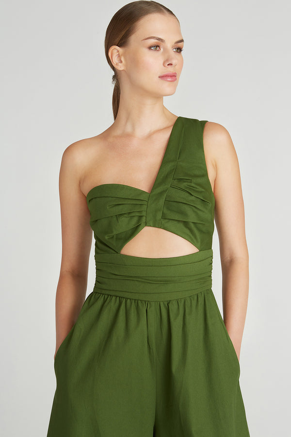 Amur Parris One Shoulder Jumpsuit Military