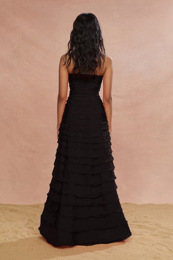 Amur Pepper Layered Gown Black